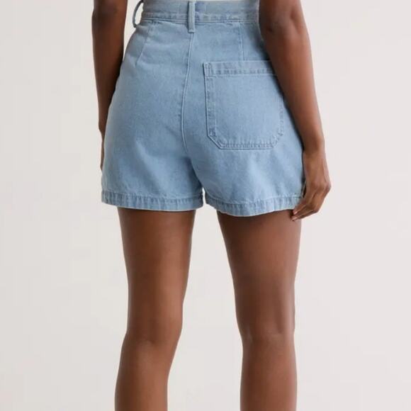 NWT Etica Max Pleated High Waisted Denim Shorts - Tailored Trouser - Anthro 29 - Picture 3 of 9